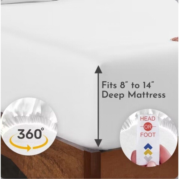 Queen Soft 100% Cotton Fitted Sheet Deep Pockets White - California Design Den - Picture 2 of 6